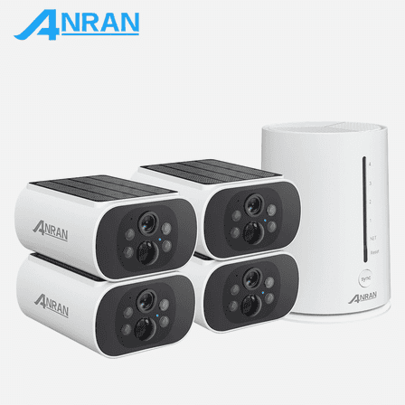 ANRAN 2K/4MP Solar Security Camera with Base Station, Expandable Local Storage, No Monthly Fee, 360° View Wireless Outdoor Camera, Waterproof PIR Detection, Home Surveillance System Camera