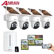 ANRAN 2K/4MP Solar Security Camera with Base Station, Spotlight, Expandable Local Storage, No Monthly Fee, 360  View Wireless Outdoor Camera, Waterproof PIR Detection, Home Surveillance System Camera