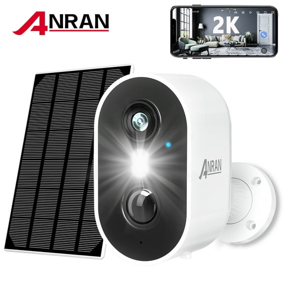 ANRAN 2K Wireless Outdoor Solar Security Camera with Spotlight, Waterproof PIR Detection, 2.4Ghz Wi-Fi, Rechargeable Battery Powered Home Surveillance Camera with Color Night Vision, 2-Way Audio