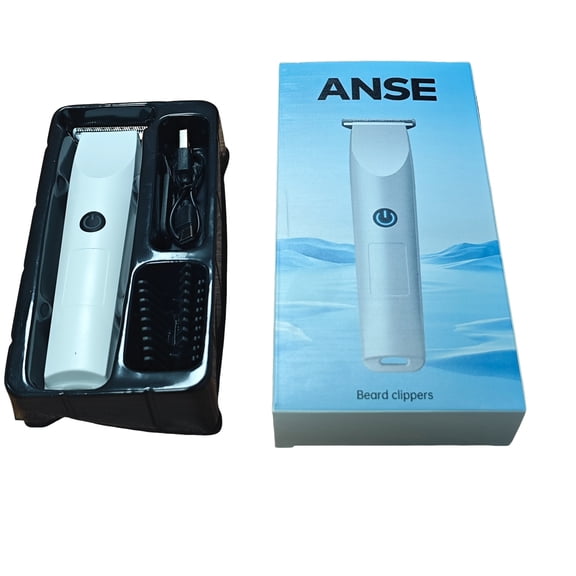 ANSE Beard clippers Rechargeable Hair Trimmer with USB Charging Cable and Guide Combs, White