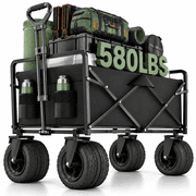 ANSFIL Collapsible Wagon with Wheels, Wagons Carts Foldable Wagon Cart with Flexible Handle, Folding Utility Heavy Duty Wagons Carts for Grocery Shopping Garden