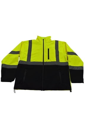 ANSI 107-2015 Class 3 Two Tone Bottom Water Resistant Soft Shell Jacket, Lime & Black - Large