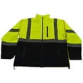thumbnail image 1 of ANSI 107-2015 Class 3 Two Tone Bottom Water Resistant Soft Shell Jacket, Lime & Black - Small, 1 of 1