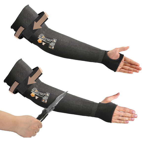 ANSI A4 Cut Resistant Arm Sleeves with UHMWPE, Lightweight and High-Strength, 15X Stronger than Steel, Comfort Protective Arm Guards for Gardening, Farming, Work, Construction, S913