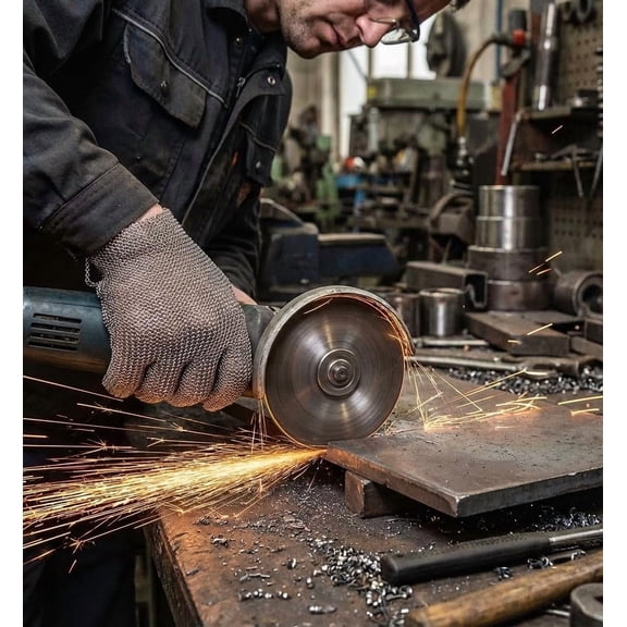 ANSI A9 Cut Resistant Stainless Steel Metal Mesh Chain Mail Glove, Butchers Gloves For Kitchen Cooking, Oyster Shucking, Glass Processing, Tool Sharpening, 5 Finger, (M)