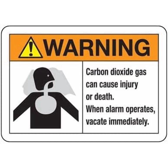 ANSI CO2 Warning - When Alarm Operates, Vacate Immediately Safety & Compliance - & ANSI Compliant Chemical Hazard & Chemical Metal Tin Sign - 8x12 Inch