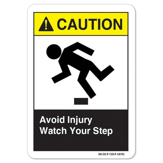 ANSI Caution Sign - Avoid Injury Watch Your Step | Aluminum Sign | Protect Your Business, Work Site, Warehouse osha safety sign | Made in the USA