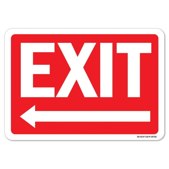 ANSI Caution Sign - Exit with Left Arrow | Decal | Protect Your Business, Work Site, Warehouse & Shop Area osha safety sign |  Made in the USA