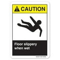 thumbnail image 1 of ANSI Caution Sign - Floor Slippery When Wet | Decal | Protect Your Business, Work Site, Warehouse & Shop Area osha safety sign |  Made in the USA, 1 of 6
