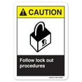 thumbnail image 1 of ANSI Caution Sign - Follow Lock Out Procedures | Plastic Sign | Protect Your Business, Work Site, Warehouse & Shop Area osha safety sign |  Made in the USA, 1 of 6
