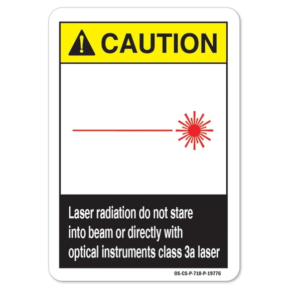 ANSI Caution Sign - Laser Radiation Do Not Stare Into Beam | Plastic Sign | Protect Your Business, Work Site, Warehouse osha safety sign | Made in the USA
