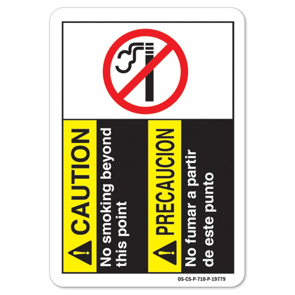 ANSI Caution Sign - No Smoking Beyond This Point-Bilingual | Decal ...