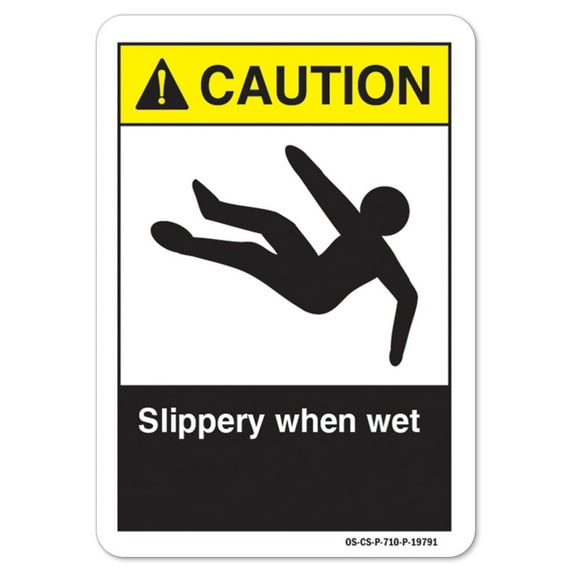ANSI Caution Sign - Slippery When Wet | Aluminum Sign | Protect Your Business, Work Site, Warehouse & Shop Area osha safety sign | Made in the USA