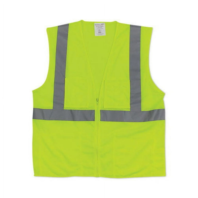 ANSI Class 2 Four Pocket Zipper Safety Vest, Polyester Mesh, 4X-Large, Hi-Viz Lime Yellow ANSI Class 2 Four Pocket Zipper Safety Vest, Polyester Mesh, 4X-Large, Hi-Viz Lime Yellow
