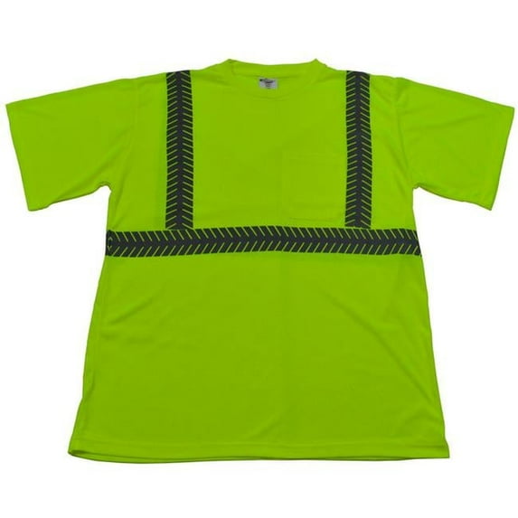 ANSI Class 3 Lime Jersey Knit Pocket Long Sleeve T-Shirt, Small
