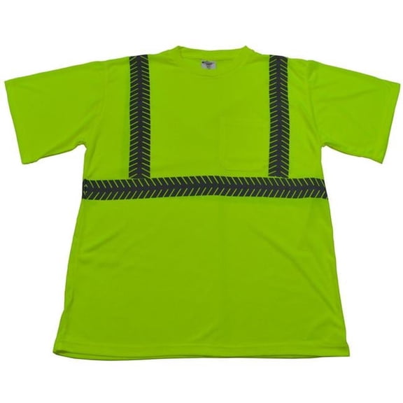 ANSI Class 3 Lime Jersey Knit Pocket Long Sleeve T-Shirt, Small