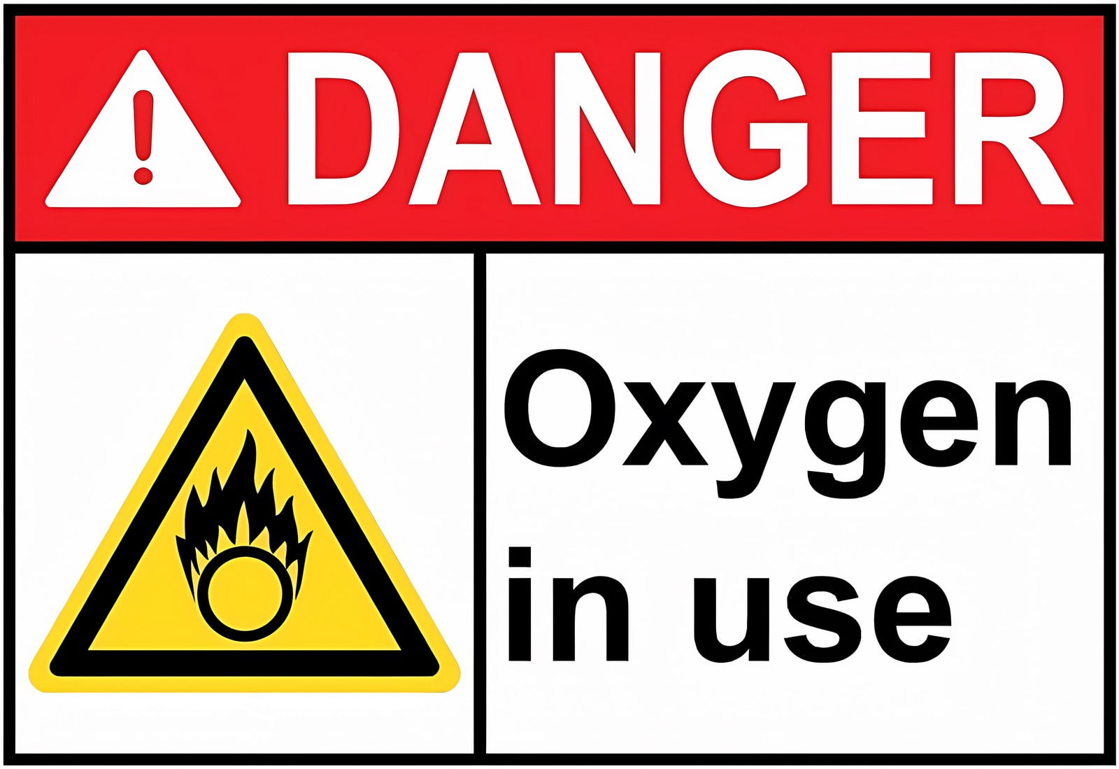 ANSI Danger Oxygen in use with Symbol Gas Line Safety Warning Metal Tin ...