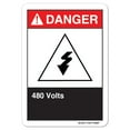 thumbnail image 1 of ANSI Danger Sign - 480 Volts | Plastic Sign | Protect Your Business, Work Site, Warehouse & Shop Area osha safety sign |  Made in the USA, 1 of 6