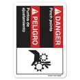 thumbnail image 1 of ANSI Danger Sign - Danger Pinch Points (Bilingual Spanish) |  Aluminum Sign | Protect Your Business, Work Site, Warehouse osha safety sign |  Made in the USA, 1 of 6