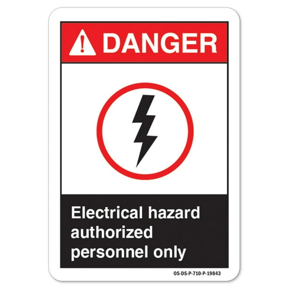 ANSI Danger Sign - Electrical Hazard Authorized Personnel Only | Decal | Protect Your Business osha safety sign |  Made in the USA