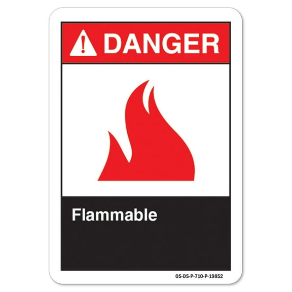 ANSI Danger Sign - Flammable | Plastic Sign | Protect Your Business, Work Site, Warehouse & Shop Area osha safety sign |  Made in the USA