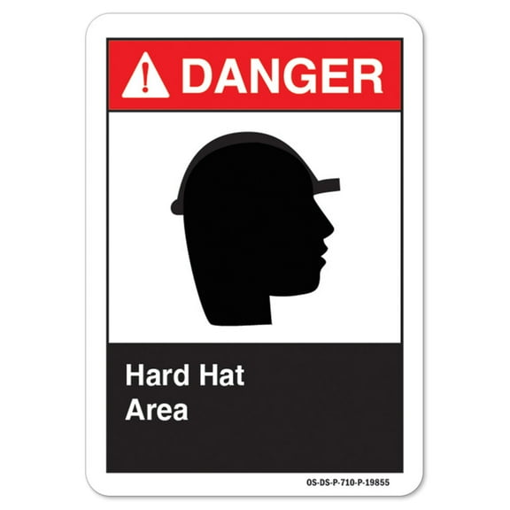 ANSI Danger Sign - Hard Hat Area |  Aluminum Sign | Protect Your Business, Work Site, Warehouse & Shop Area osha safety sign |  Made in the USA