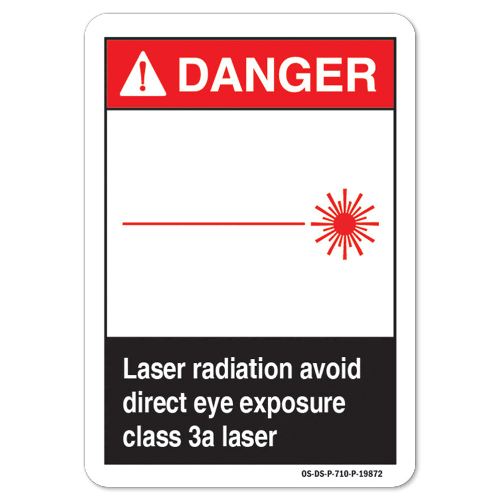 ANSI Danger Sign Laser Radiation Avoid Direct Eye Exposure Class 3a