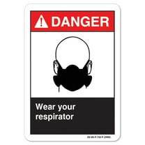 ANSI Danger Sign - Wear Your Respirator |  Peel And Stick Wall Graphic | Protect your Business, Class Room, Office & Interior Surroundings & Shop Area osha safety sign |  Made in the