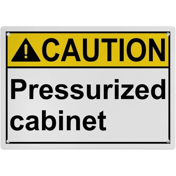 ANSI Horizontal Machine Safety Sign 8"x12" Weatherproof UV Resistant Indoor Outdoor Industrial Caution Danger Warning Sign (Pressurized cabinet)