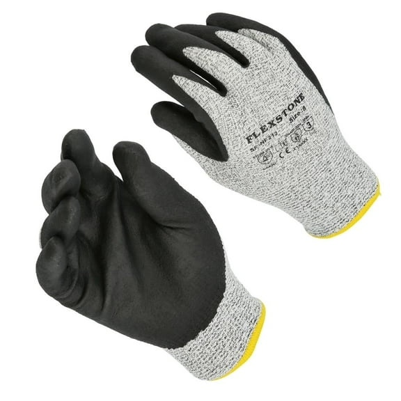 ANSI Level 3 Cuts/Abrasions Resistant Industrial Work Gloves with Nitrile Coated Palms, Color: Grey/Black, Size: Small - 2X-Large
