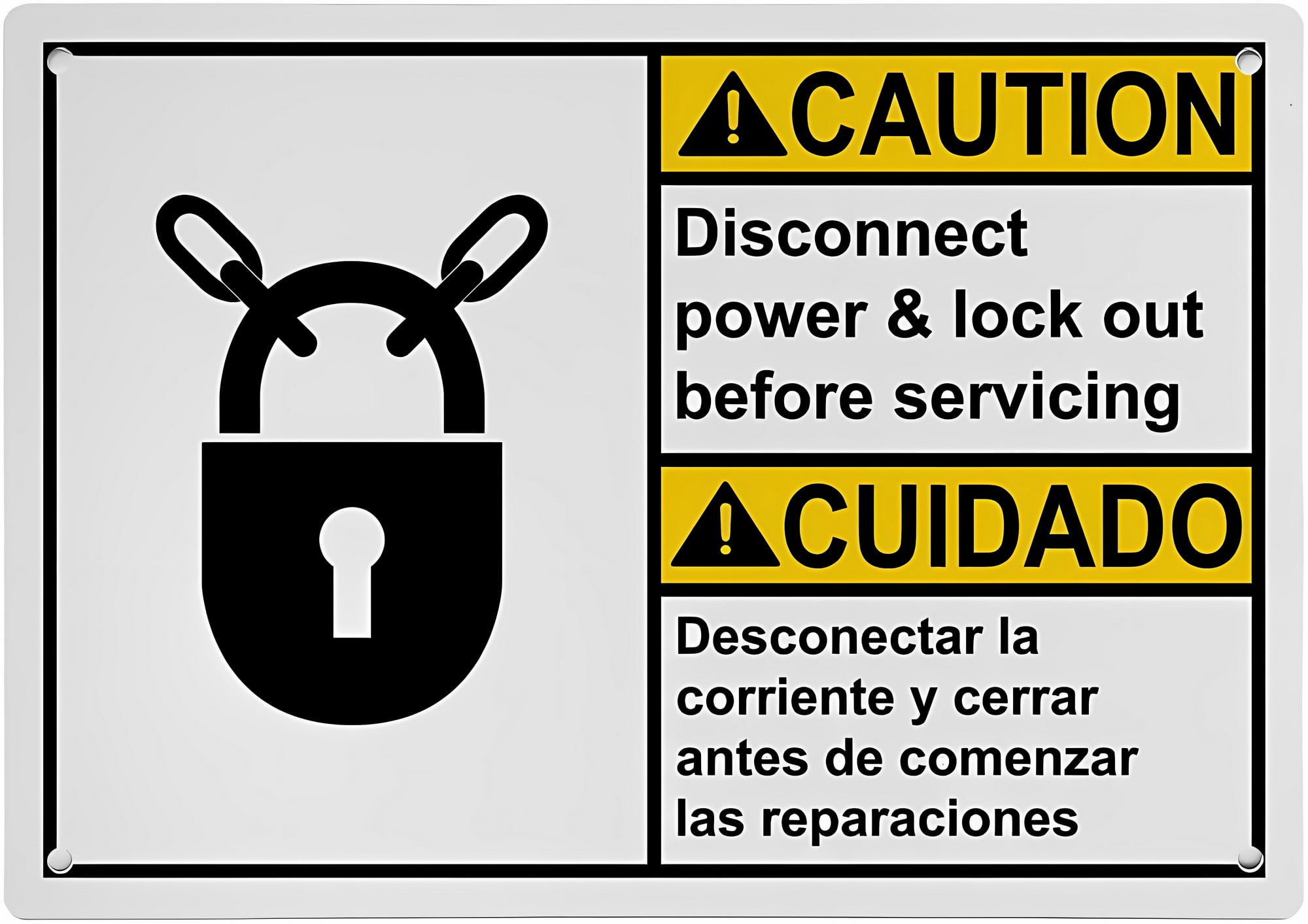 ANSI Machine Safety Sign Disconnect Power & Lock Out Before Servicing ...