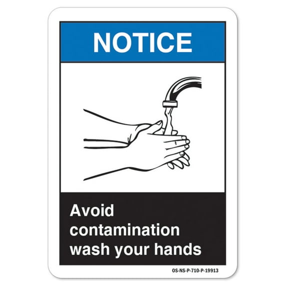 ANSI Notice Sign - Avoid Contamination Wash Your Hands | Aluminum Sign | Protect Your Business, Work Site, Warehouse osha safety sign | Made in the USA