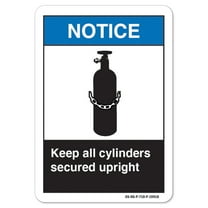 ANSI Notice Sign - Keep All Cylinders Secured Upright | Plastic Sign | Protect Your Business, Work Site, Warehouse osha safety sign |  Made in the USA