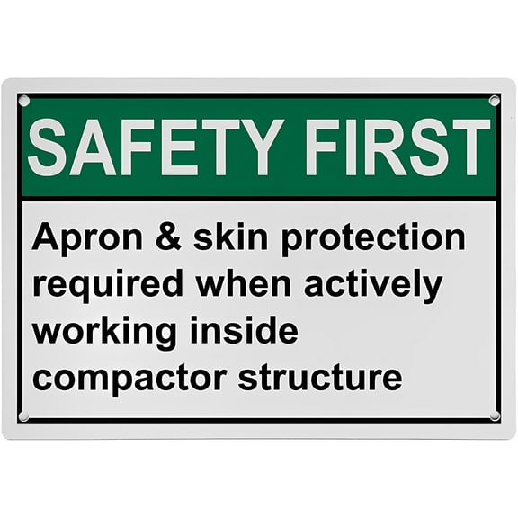 ANSI PPE Multiple Sign Apron & Skin Protection for Compactor - 8"x12" Weatherproof UV Resistant Plastic Safety Sign