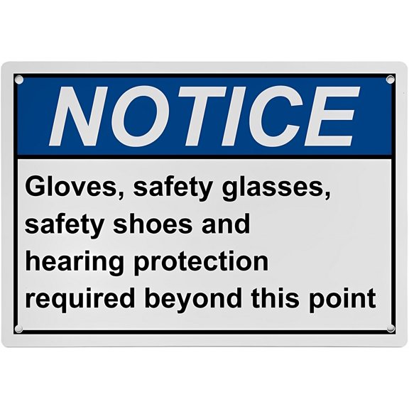 ANSI PPE Multiple Sign Gloves Glasses Shoes Hearing Protection Required - 8"x12" Weatherproof UV Resistant Plastic Safety Sign