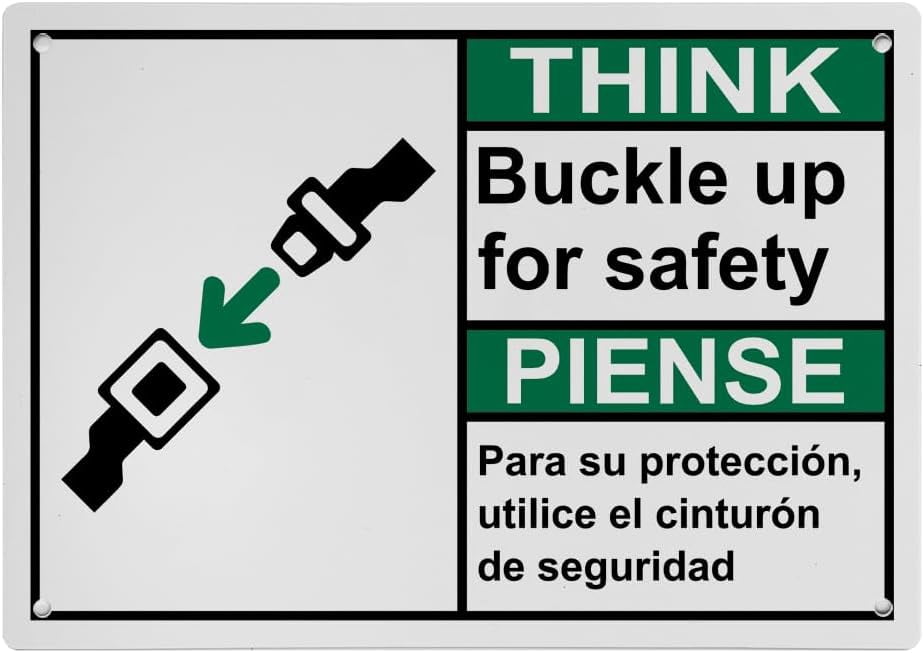 ANSI Traffic Safety Sign Buckle Up for Safety 8"x12" Weatherproof UV ...