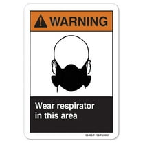 ANSI Warning Sign - Wear Respirator In This Area | Plastic Sign | Protect Your Business, Work Site, Warehouse osha safety sign |  Made in the USA