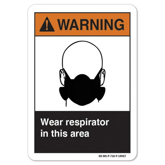 ANSI Warning Sign - Wear Respirator In This Area | Plastic Sign | Protect Your Business, Work Site, Warehouse osha safety sign |  Made in the USA