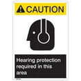 thumbnail image 1 of ANSI Z535 Rigid Plastic "Caution Hearing Protection..." Sign, 7" x 10" (128 Units), 1 of 1