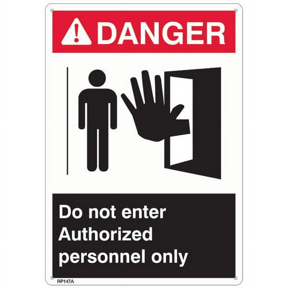 ANSI Z535 Rigid Plastic "Danger Authorized Personnel Only" Sign, 7" x 10" (132 Units)