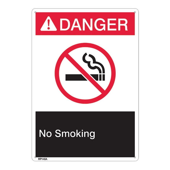 ANSI Z535 Rigid Plastic "Danger No Smoking" Sign, 1/Each