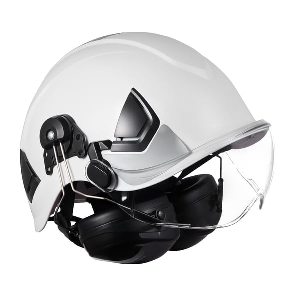 ANSI Z89.1 Hard Hat with Visor&Ear Protection,Adjustable Vented Safety Helmet for Construction,Industrial Work Gear for Men and Women