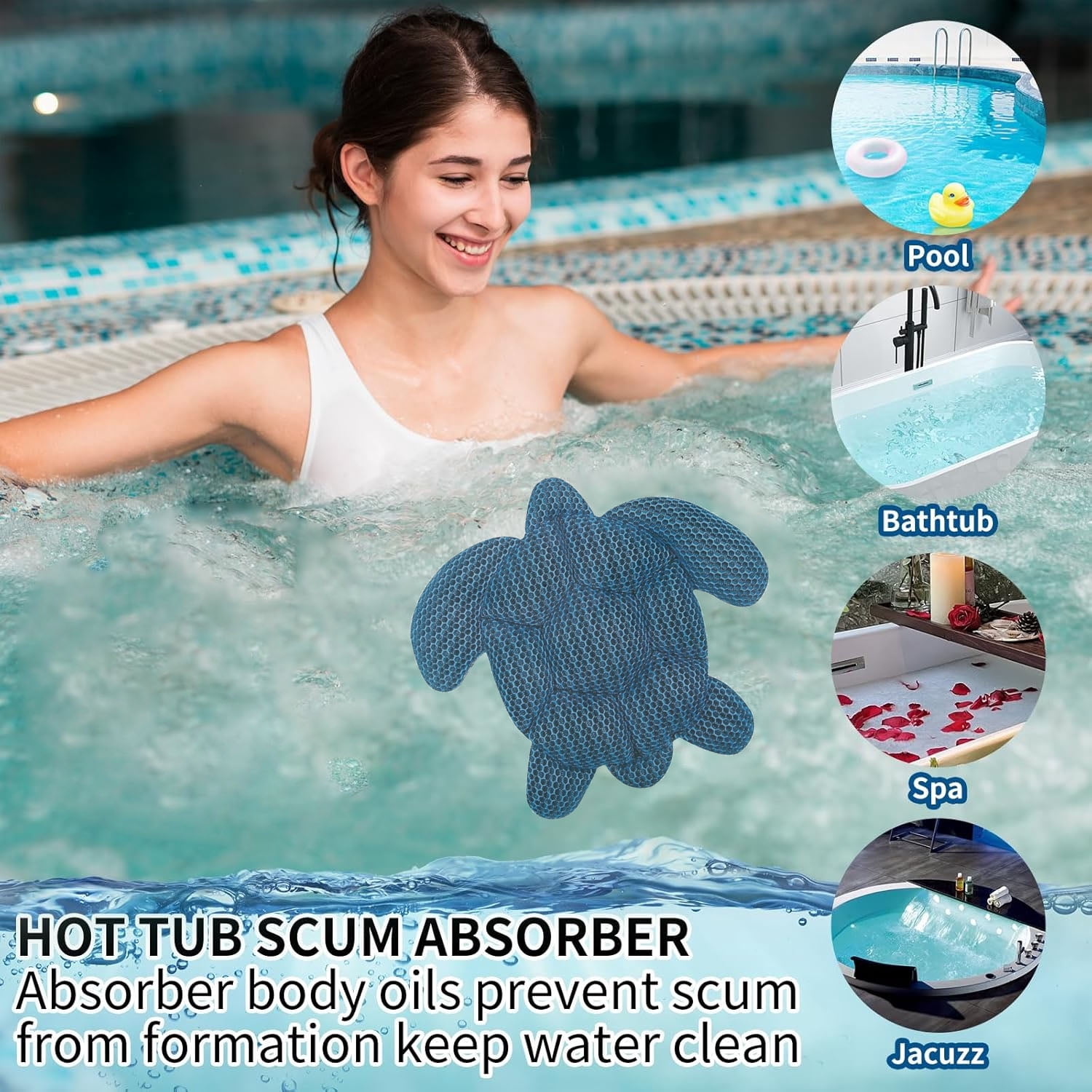 Scum Sponge ANSLCA Hot Tub Scum Absorber, Scum Turtle Hot Tub Cleaner Hot Tub ...
