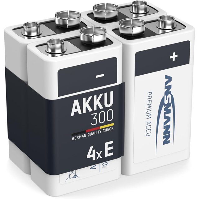 ANSMANN 9V Rechargeable Batteries 300mAh preCharged Low SelfDischarge