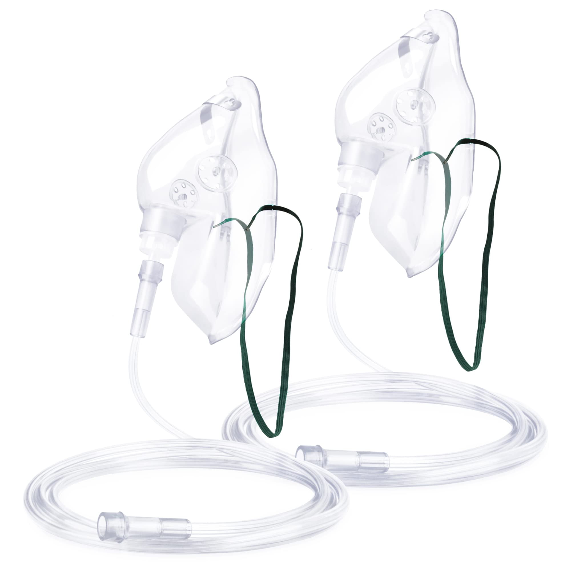 ANSNF 2 Pack Oxygen Mask for Face Adult with 6.6' Tube & Adjustable Elastic Strap - Size L (Clear)