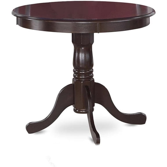 ANT-CAP-TP Antique Dining Room Table - a Round kitchen Table Top with Pedestal Base, 36x36 Inch, Cappuccino