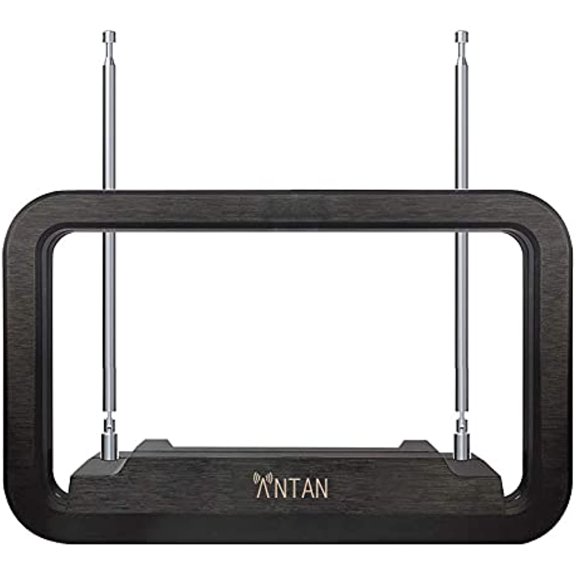 ANTAN DVB-T655VA Indoor TV Antenna 25-35 Miles Range -Support 8K 4K 1080P UHF VHF Freeview Channels with Longer 10ft Coaxial Cable, Black