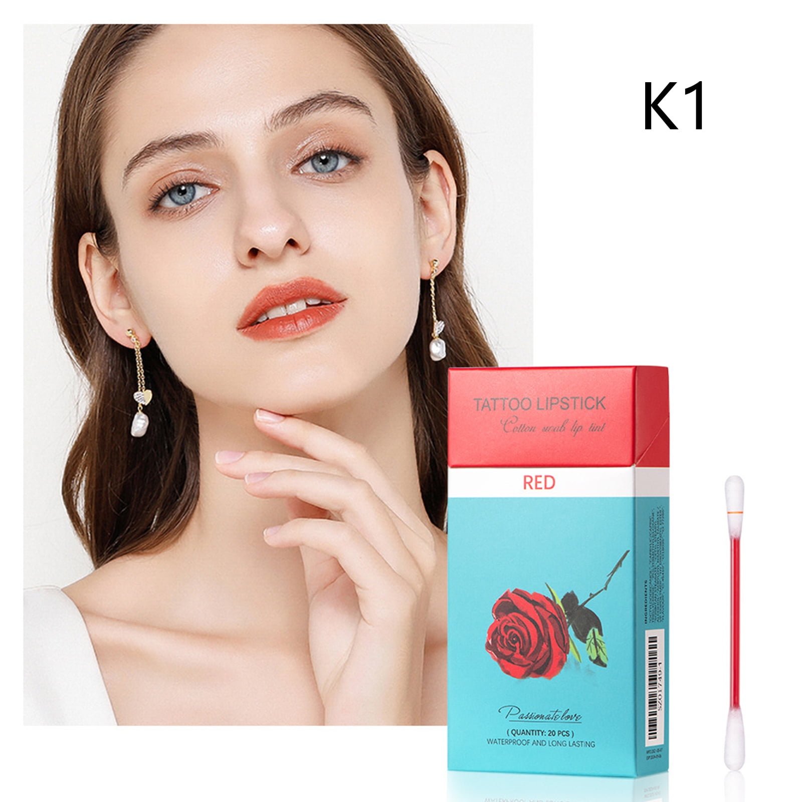 ANTBABA Tattoo Lipstick Cotton Swab, Waterproof NonStick Lip Tint, Long Lasting Matte Lip Gloss