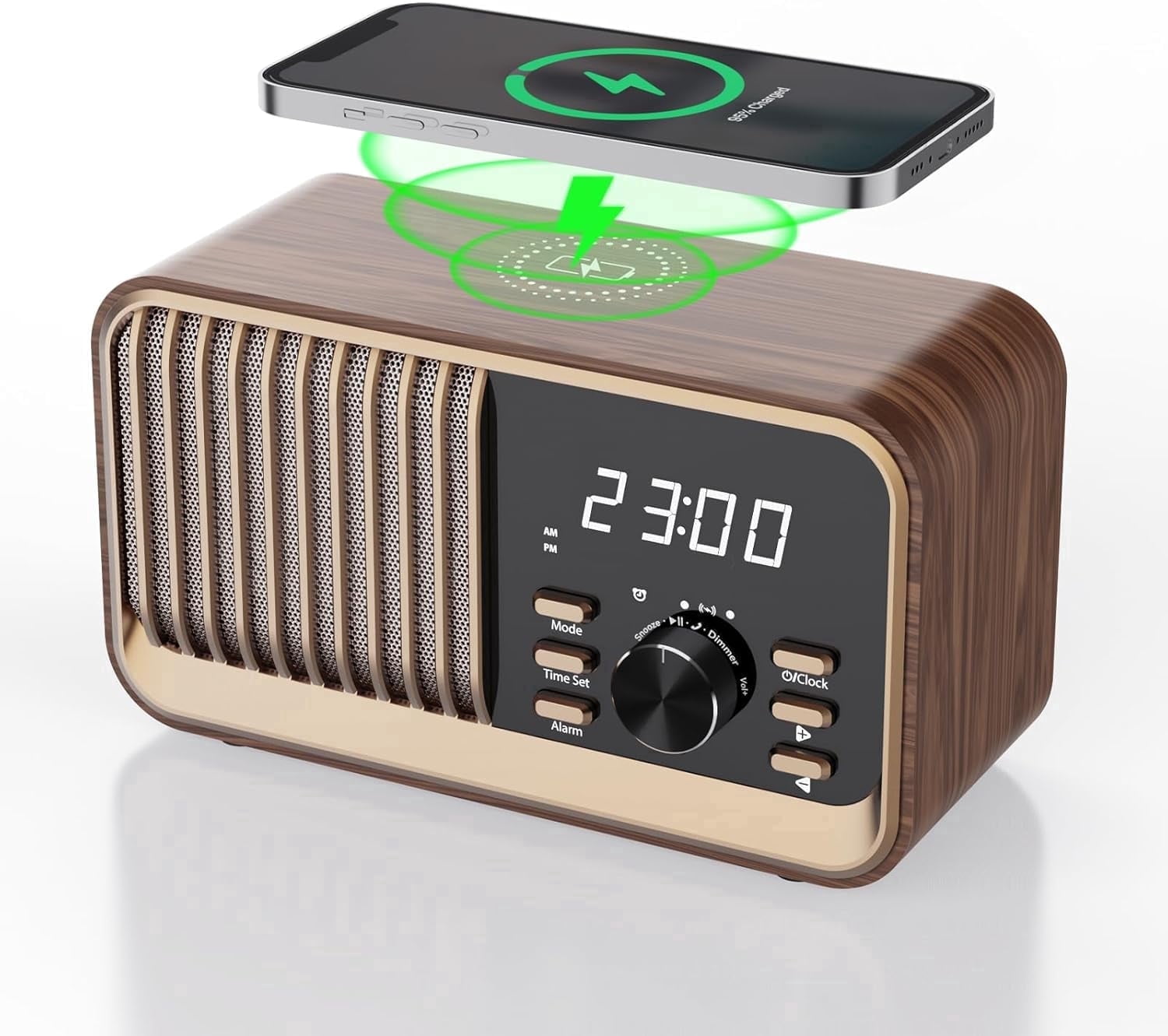 ANTBOOK Bluetooth Speaker with FM Radio & LED Alarm Clock, Wireless ...