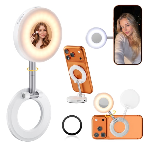 ANTBOOK Magnetic Selfie Light, Pocket LED Fill Light for MagSafe iPhone, 4 Modes, White